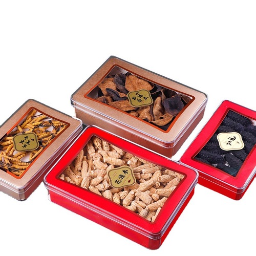 Wholesale gift box sea cucumber transparent acrylic packaging box American ginseng bird's nest Yuanbei local specialty tonic box