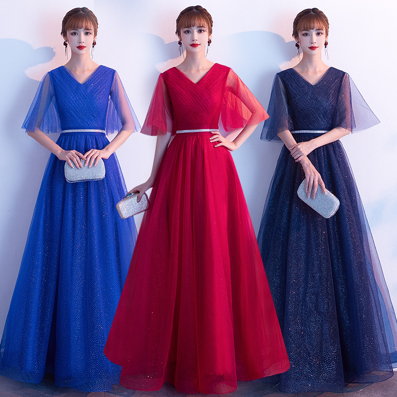 Modern Chorus Evening Dress Women's Long Atmospheric Recitation Performance Dress Big Chorus Red Song Competition Dress