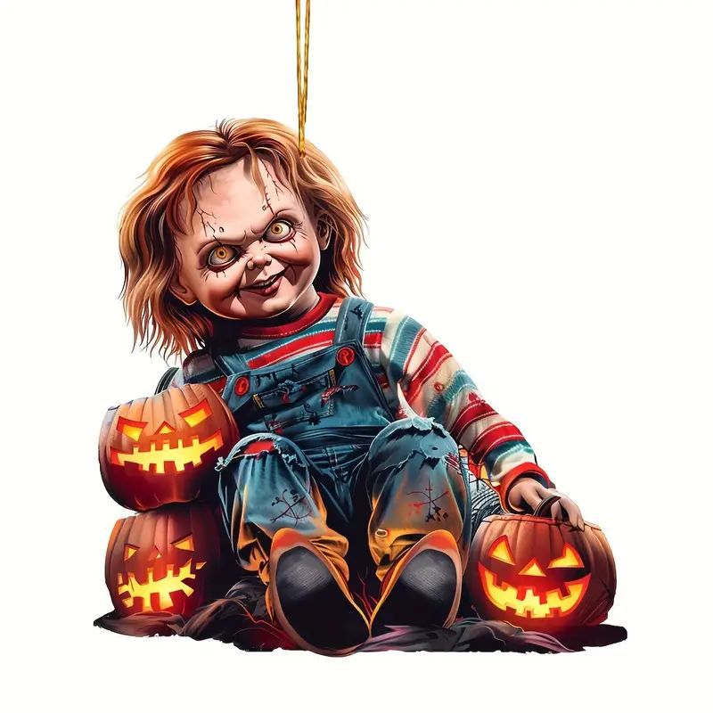 Transfronterizos cicatrices de Halloween asesinar colgante de espejo retrovisor acrílico plano interior colgante de espejo retrovisor decoración