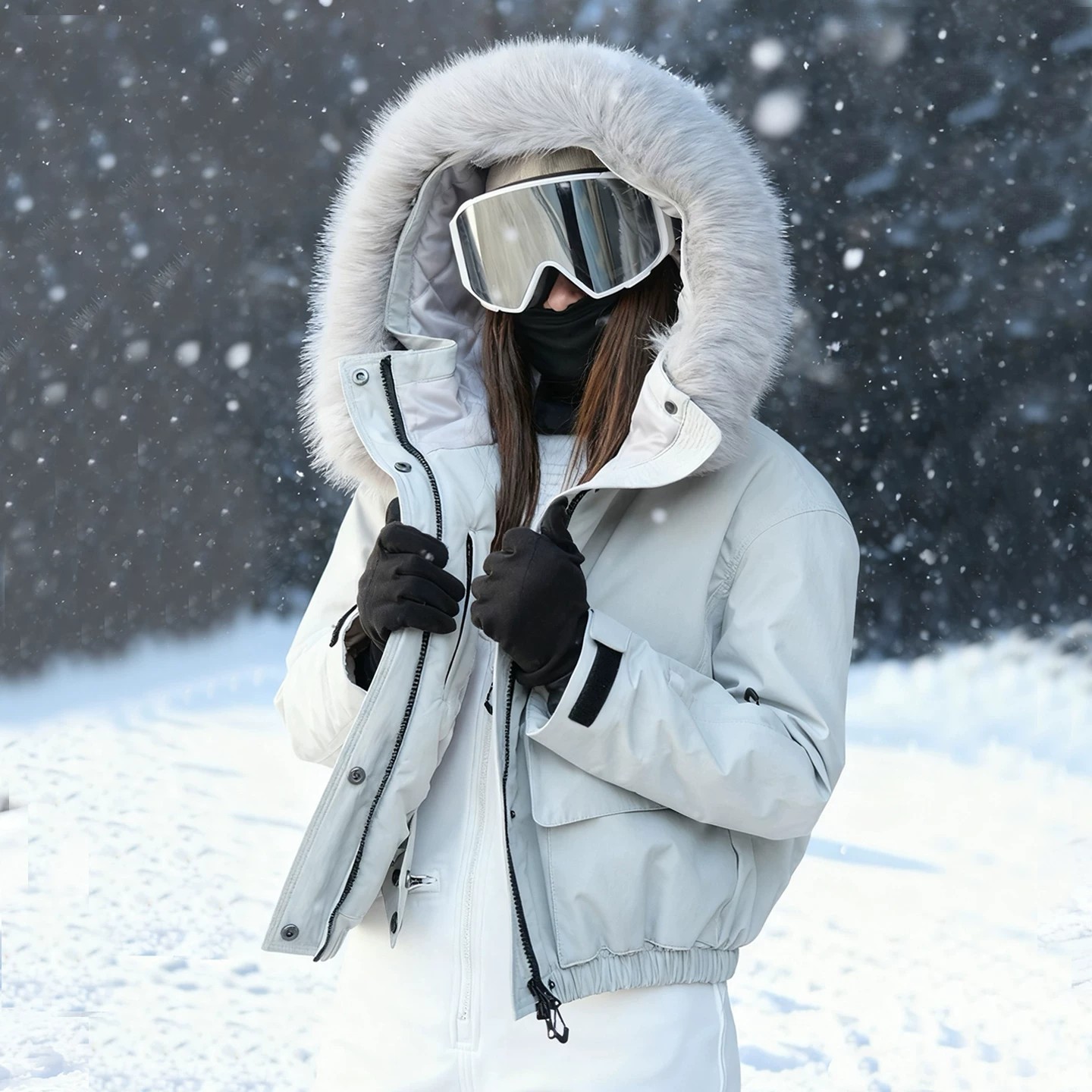 Ski jacket, women's slim fit, 3L, windproof, waterproof, warm, dropshipping available.