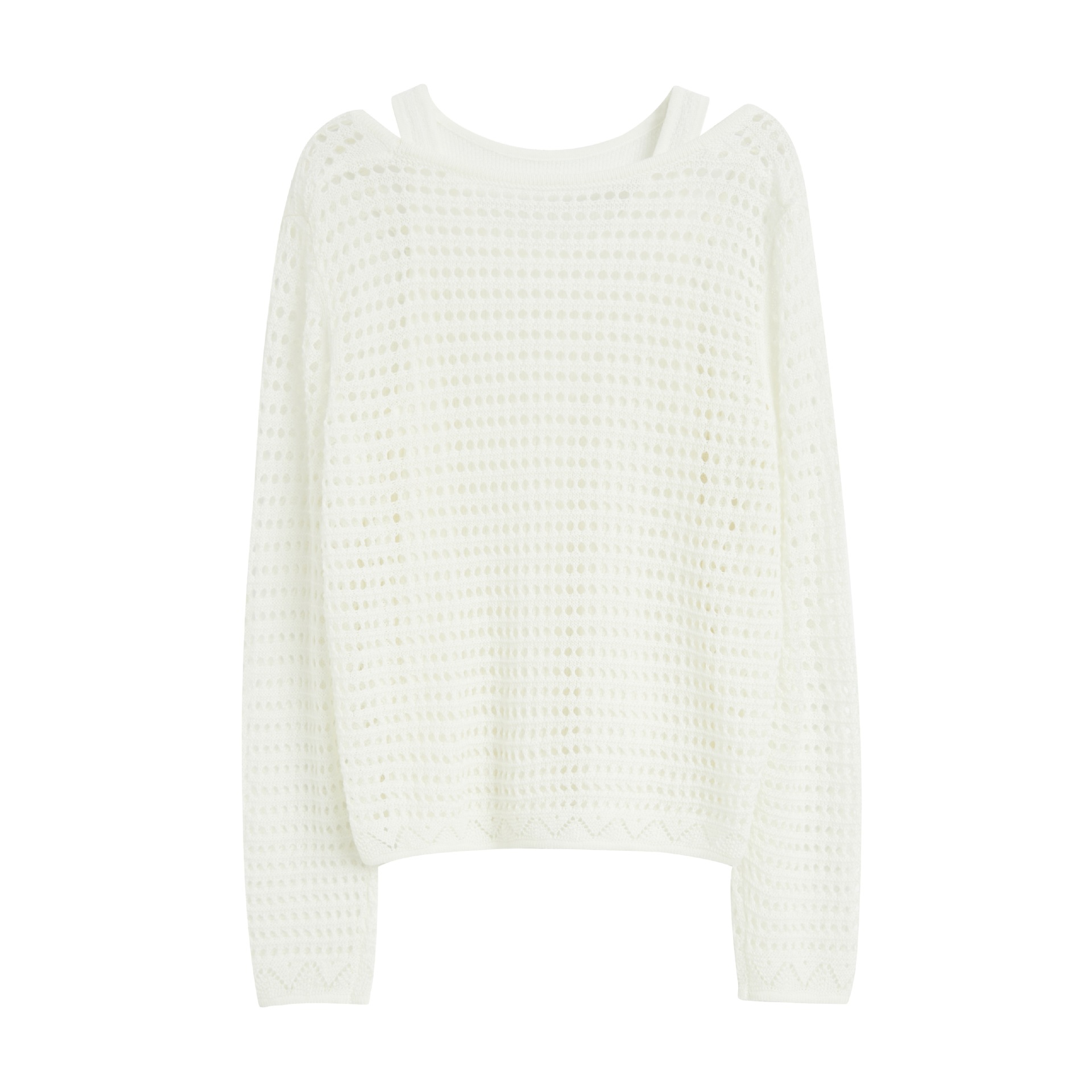 秋季热销款 专柜正品~针织钩花镂空罩衫+吊带背心两件套针织衫