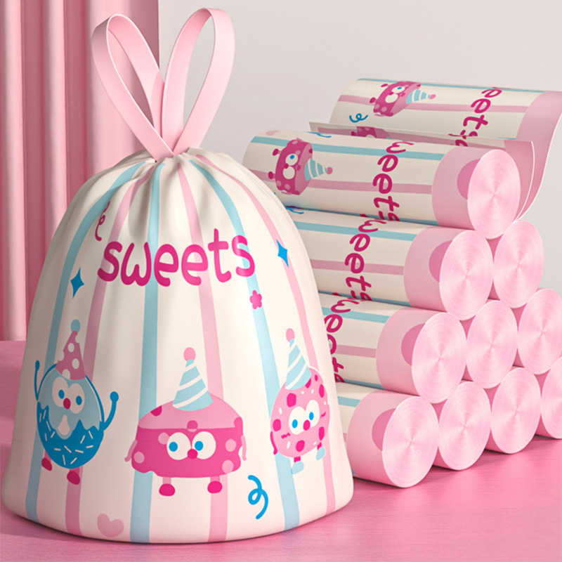 [Tear-free] Garbage Bag Household Portable Drawstring Thickened Large Living Room Kitchen Dormitory Dormitory Students