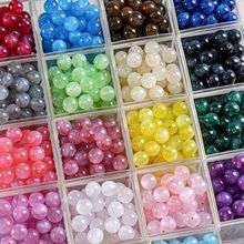 8mm环保树脂圆珠通孔星空细闪圆珠手机链diy手链配件服装辅料珠子