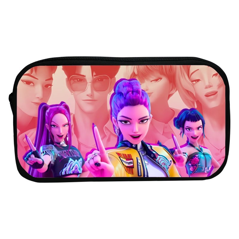 新品印花猎魔女团K-POP笔袋卡通文具袋Huntrix Kpop小学生收纳包|undefined