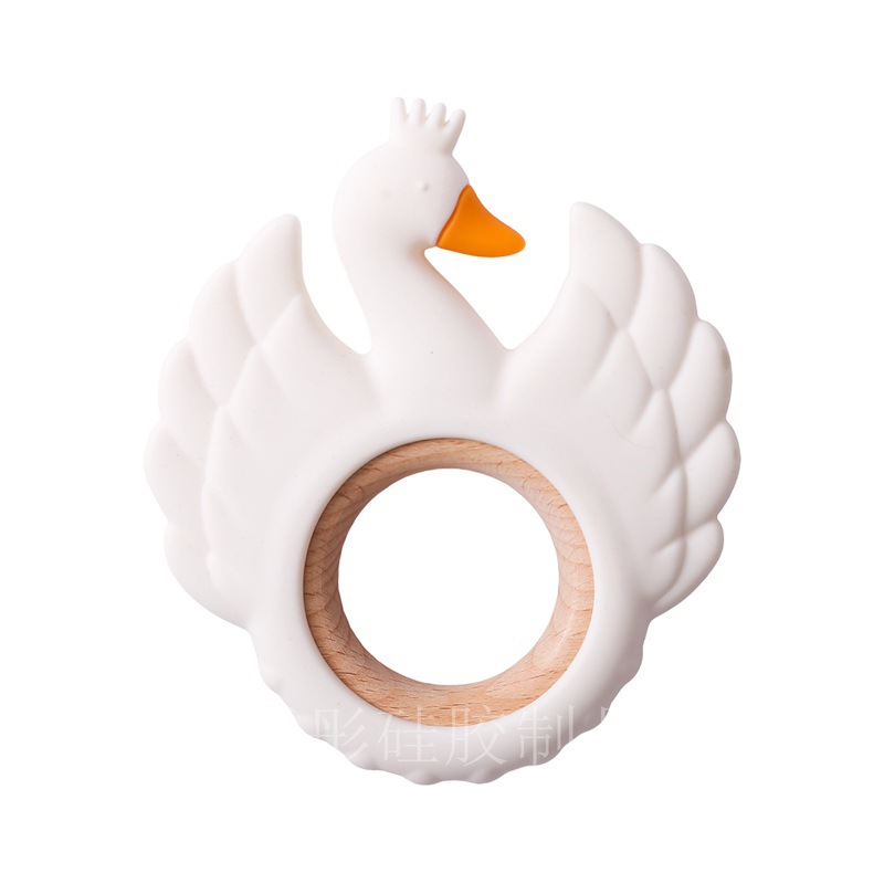 Silicone swan teether white
