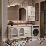 Французская напольная стиральная машина на балконе, встроенная комбинация шкафов для ванной комнаты, умывальник для ванной комнаты в американском стиле ретро