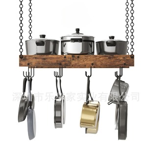 Cross-border new pot storage rack modern simple with wood hanging kitchen rack factory direct sales