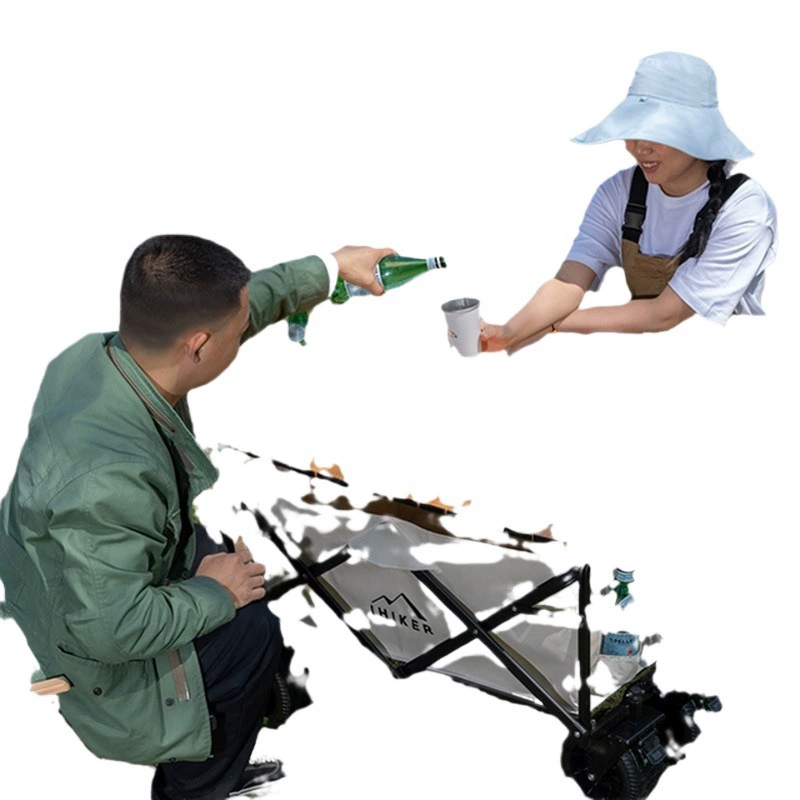 Folding camper outdoor pushable picnic tow courier pull rod stall push Amazon wholesale