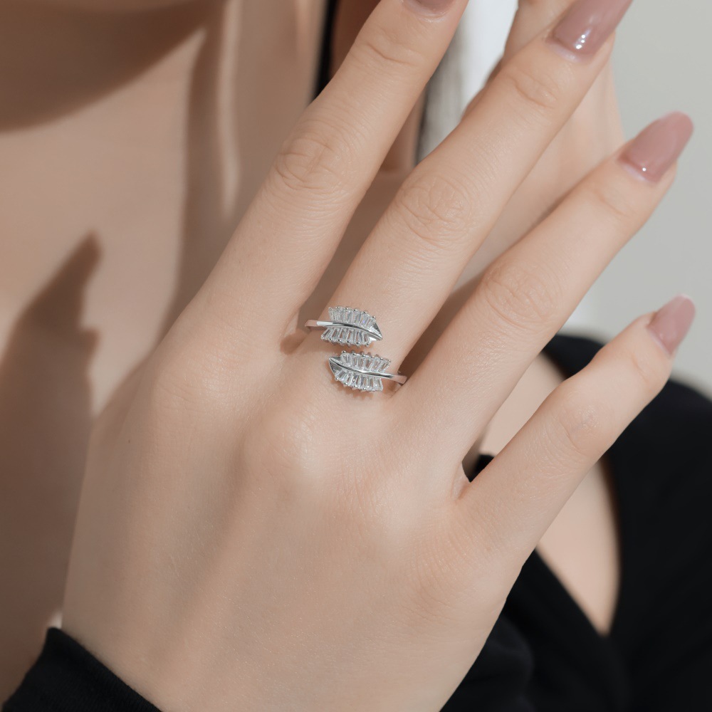 6g Weight Zircon Inlay Material Open Rings Classification Adjustable Ring Size 1 Piece Quantity Holiday, Daily Occasion 925 Sterling Silver Material Geometric Pattern Women's Gender Plating, Inlay Design Basic, Modern Style, Classic Style Style 925 Sterling Silver Zircon Geometric Open Rings 9