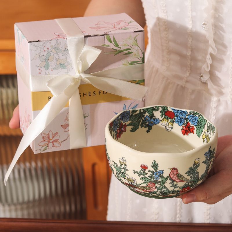 ins中古风油画般陶瓷米饭碗高颜值复古餐具个人专用吃饭碗甜品碗|undefined
