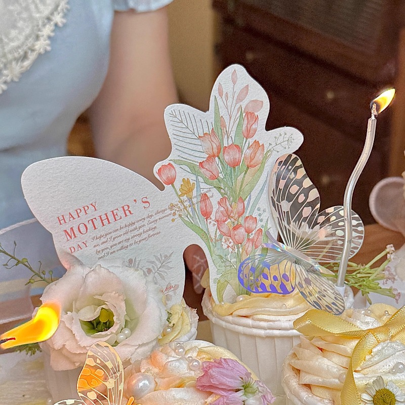 10 tarjetas de mariposa de tulipán