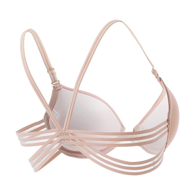 Inventario sin anillo de acero sujetador de botón delantero menos femenino sentido cruzado belleza de espalda ropa interior lisa sin marcas de soporte superior sujetador de verano
