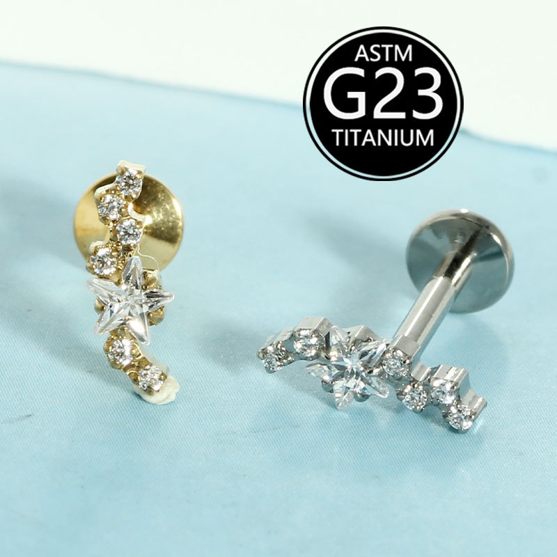 16G labret stud size and finish detail