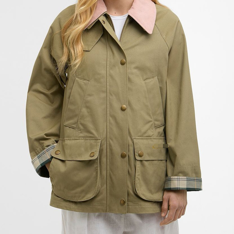 New Barn-style barber wax-free patchwork collar women's fashion versatile retro workwear jacket for cross-border sales