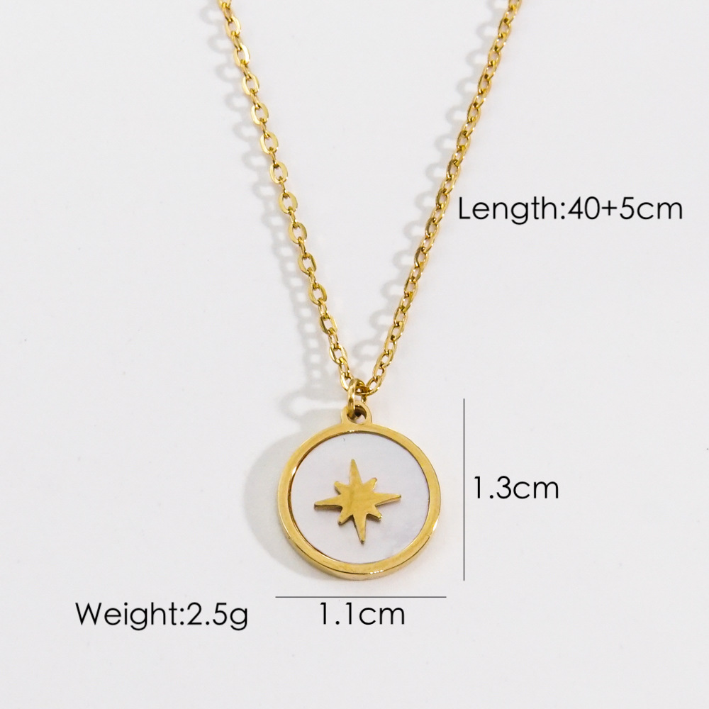 Acier Inoxydable 304 Plaqué Or 14K Style Simple Placage Incruster Star Lune Ovale Pierre Naturelle Coquille Zircon Pendentif display picture 7