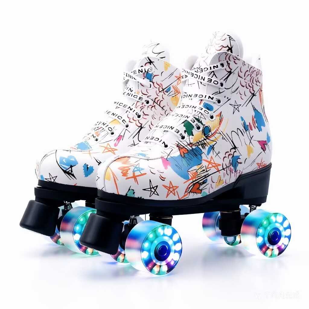 Professional Cool Flashing Ice Rinks, Double Row Shoes For Adults, Men And Women, Four-Wheel Children's Roller Skates_voghion.com
