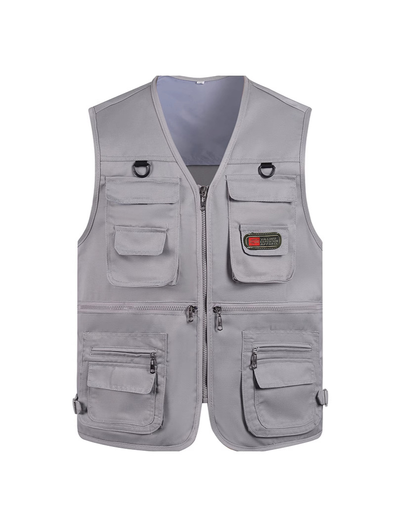 Hombre de bolsillo chaleco primavera y otoño de mediana edad V-collar caballo de tamaño grande abrazadera de fotografía al aire libre pesca primavera y otoño