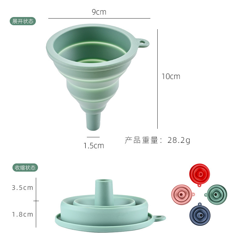 Punto embudo de silicona plegable portátil embudo de cuello largo embudo plegable de silicona pequeño embudo de vino embudo de aceite