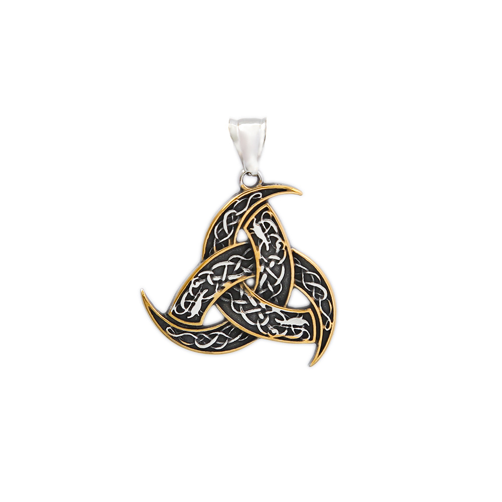 New American Viking Sun Totem Compass Triangle Men's Necklace Personalized Hanging Chain Pendant Titanium Steel Punk Hip_voghion.com