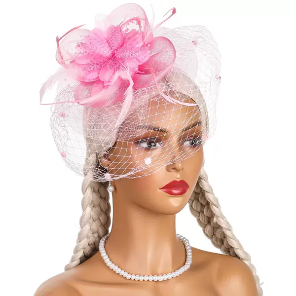 European and American Retro Exaggerated Headdress Bridal Hair Accessories Feather Head Flower Flower Mesh Headband Dress Cheongsam Accessories