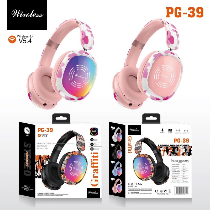 外贸跨境热卖新款 WH-ULT39头戴蓝牙RGB无线 5.0音乐游戏发光耳机|undefined
