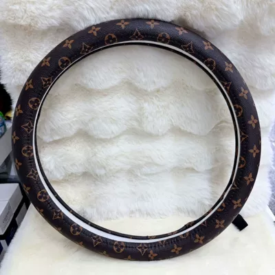 Universal Leather Interior Cover — Steering wheel cover - round-brown-default