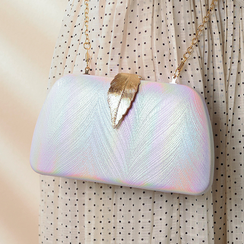 Korean Style Fashion Creative Leaf Evening Bag Girl's Mobile Phone Bag Disassembly Chain Gradient New Hand Banquet Bag