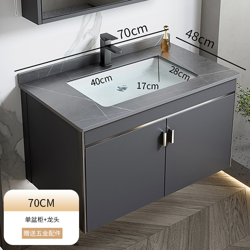 2024 nuevo espacio engrosado aluminio baño gabinete lavabo combinación baño lavabo piscina cerámica integrado