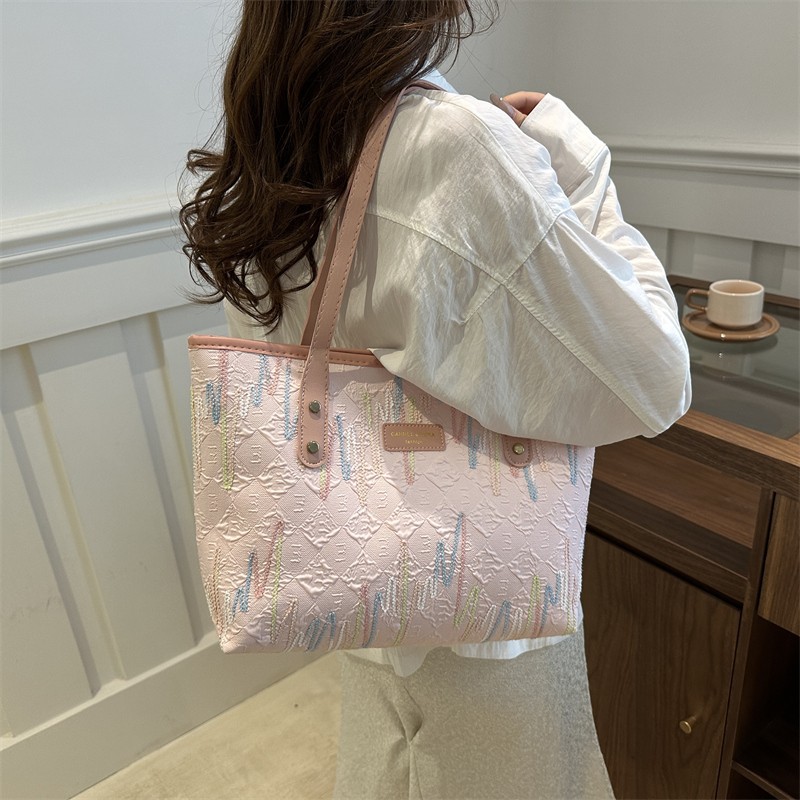 Bolsa de compras de ocio y cercanías bolsa de gran capacidad suave bolsa de hombro único para estudiantes universitarias de moda en clase