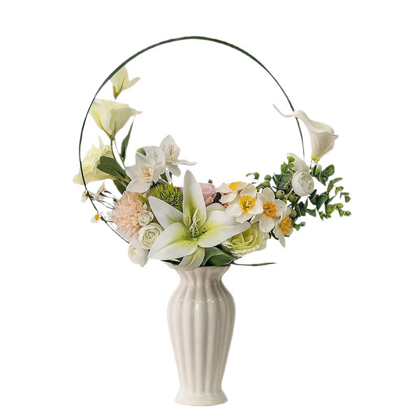European rose flower arrangement vase white simple ceramic…
