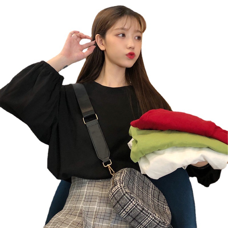 Blusa de manga larga para mujer, estilo coreano 2026, elegante, dulce, retro, adelgazante, con fruncido y manga farol, efecto rejuvenecedor, para principios de otoño image 6