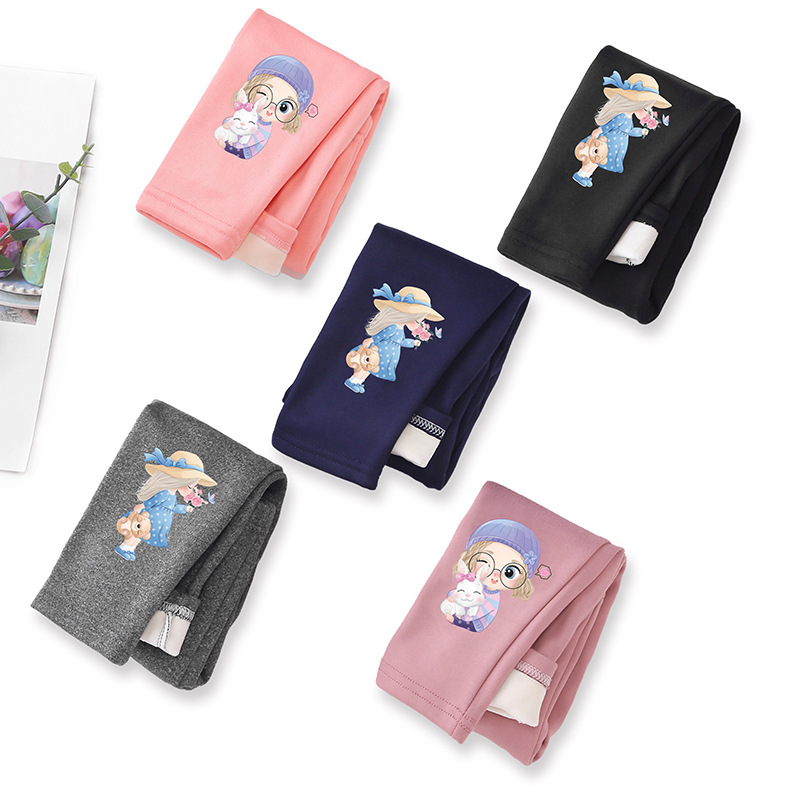 Polainas para niños niñas Otoño e Invierno forradas de lana engrosada polainas de terciopelo de una pieza para niños pantalones calientes pantalones de algodón para bebés