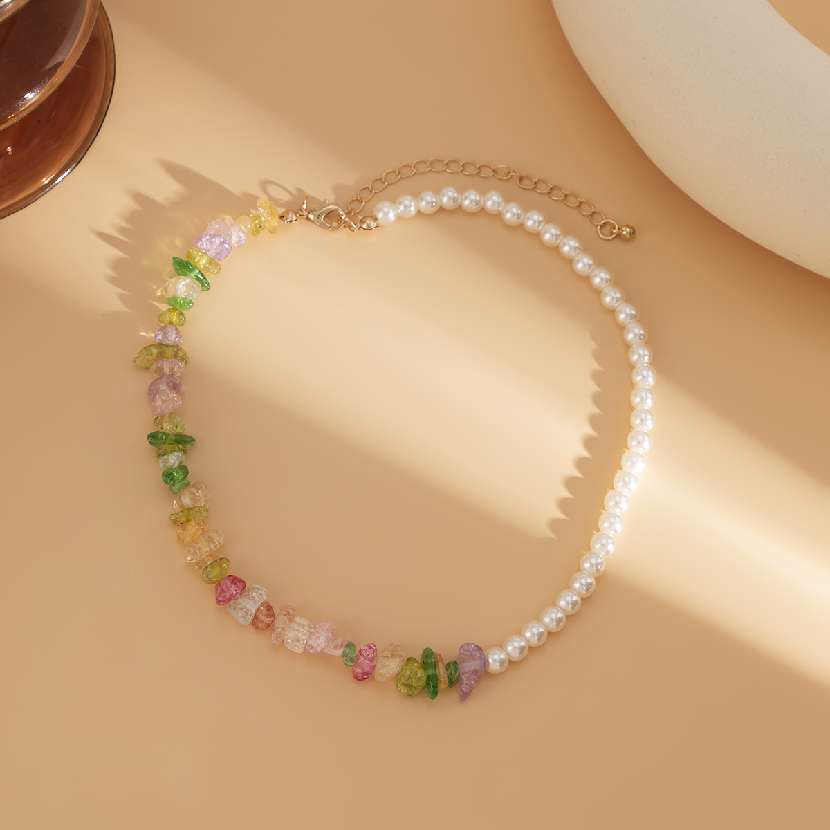 Ethnic Style Stitching Beaded chain Color Short Woven Pearl Necklace bracelet