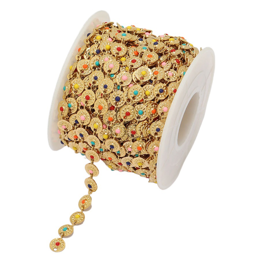 Preservar el color vacío plateado Acero inoxidable sol oblea cadena gota de color aceite hip hop moda collar pulsera joyería Accesorios