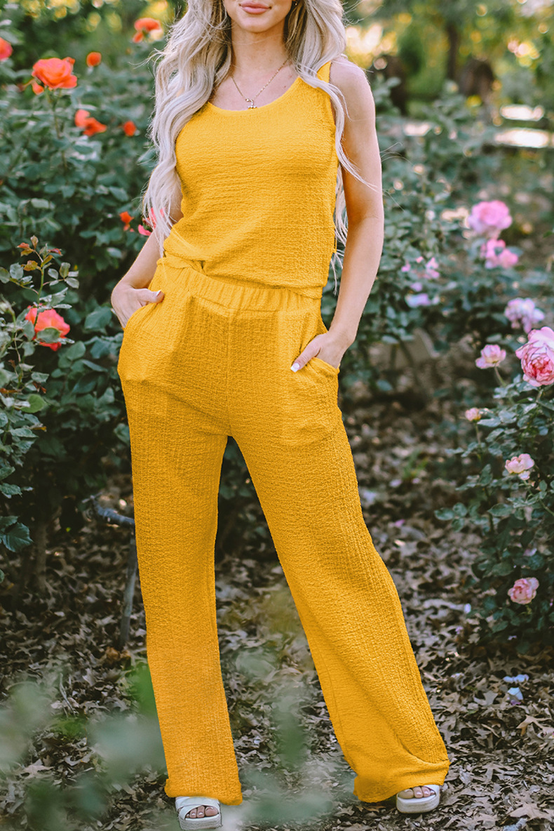 U Neck Tank Top and Wide Leg Pants Set 5