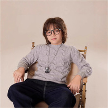 重工三股加厚扭花儿童羊绒衫圆领男童纯色针织打底羊毛衫女童毛衣