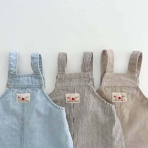 Korean version of ins infant and toddler clothing, stylish denim overalls, children's baby spring and autumn trendy simple casual jumpsuits
