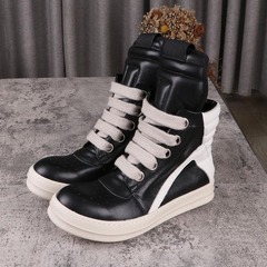 C501經典真皮倒三角五芒星潮流厚底板RO粗鞋帶潮鞋gd同款高幫男