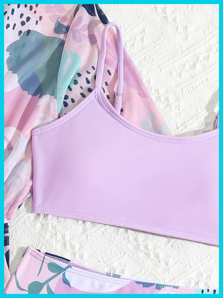 Mädchen Dreiteiliges Bikin-set Mit Badeanzug Und Strandkleid_voghion.com