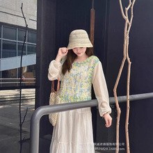 早秋新款韩版雪纺袖拼接钩花针织套头上衣女减龄小个子别致小衫潮