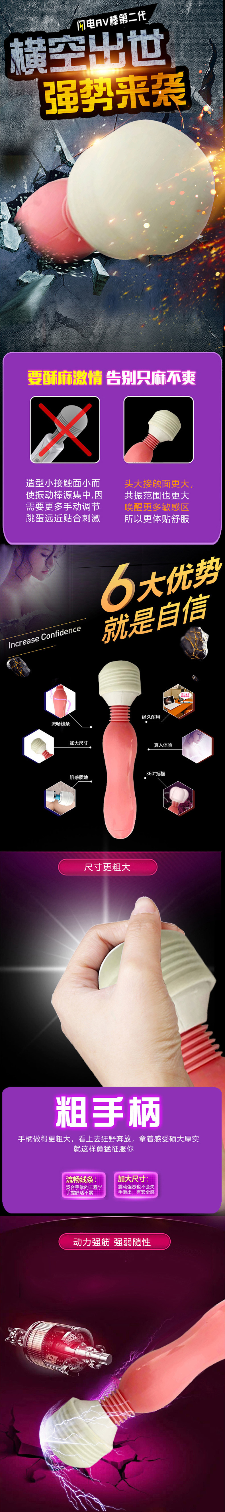 Mini AV Stick Vibrator, ABS Body, Manual Control, Pink or Blue — detail image 1