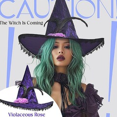 新しい国境を越えた紫色のレース複合レースの魔女帽新しい紫色のバラの羽魔女派の帽子