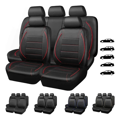 Cross-Border Foreign Trade Car Seat Covers Pu Leather Faux Leather Single-Needle Pull Strip Leather Export to Europe, America, and the Middle East Universal