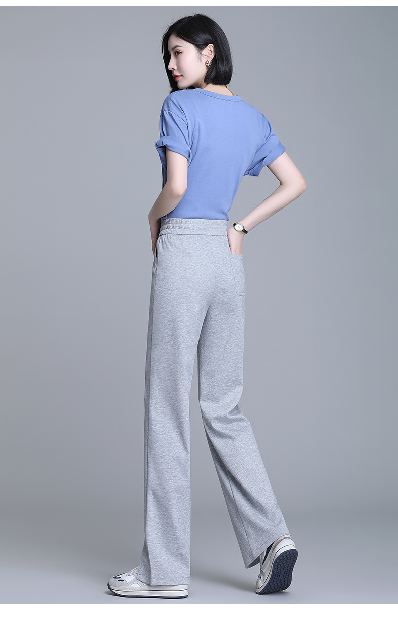 high waist drape horn straight leg sweatpants  NSYZ42000