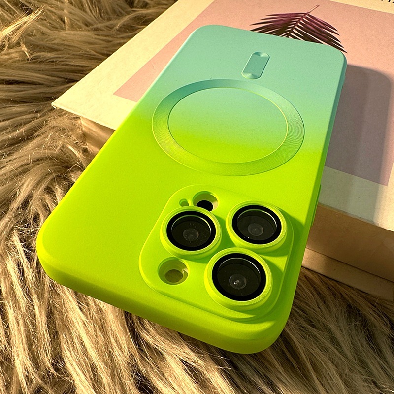 16 Apple 17 磁気吸着式スマホケース 液体シリコン iPhone14ProMax グラデーション 13 全面保護ケース|undefined