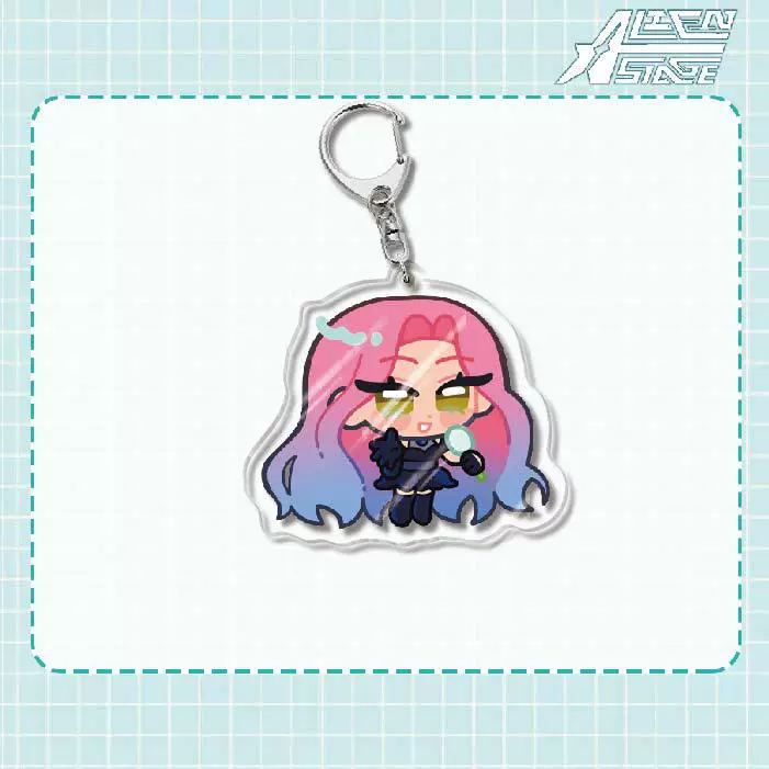Acrylic keychain (Alien Stage) Mizi Sua, double‑sided 6 cm, metal ring & clasp