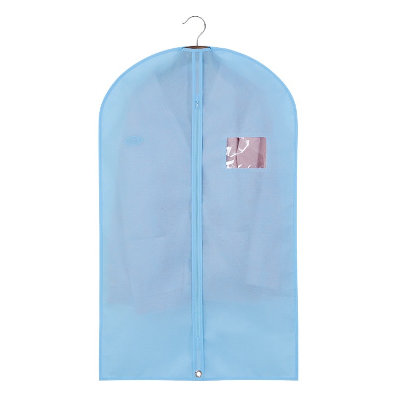 En stock ropa no tejida bolsa de polvo ver-a través de la tarjeta de visita boca colgando ropa bolsa traje abajo chaqueta de alta gama bolsa de embalaje