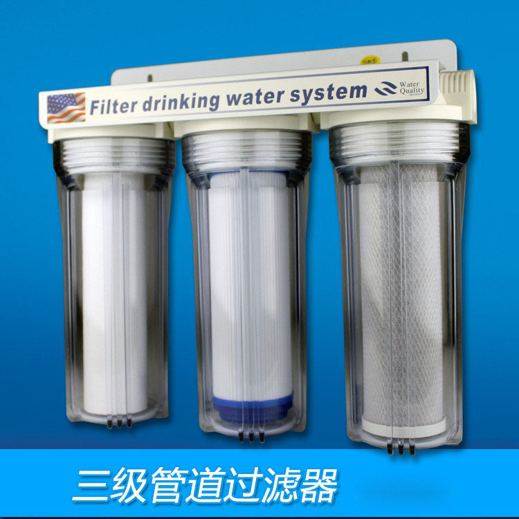 Filtro frontal de una sola etapa engrosada a prueba de explosiones purificador de agua elemento de filtro de bricolaje doble de tres niveles Filtro de tubo transparente al por mayor
