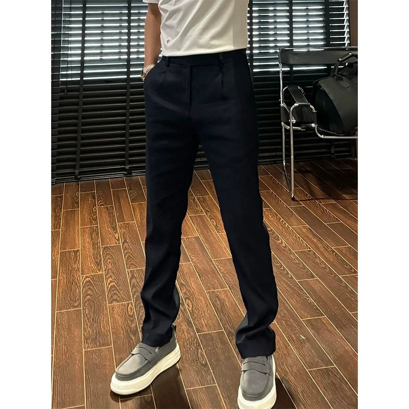 男士春夏商务休闲裤百搭修身西裤潮流纯色长裤夏季裤子男士休闲裤|undefined