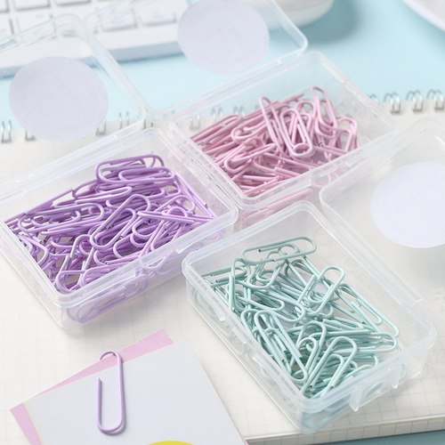 Lidemei macaron color paper clips fresh and creative boxed large and small paper clips metal binding office supplies